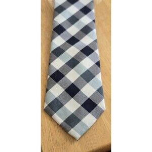 Bedford & Broome - Mens Slim Check Pattern Tie - Polyester - White/Navy/Teal